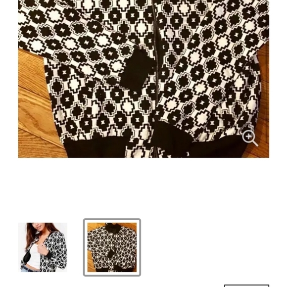 Iris Los Angeles Black White Geoprint Bomber Jacket     Size M - Picture 10 of 10